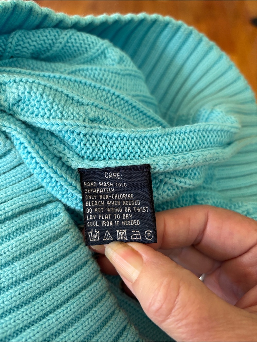 Polo by Ralph Lauren V-Neck Cable Sweater - Aqua Blue - Picture 8 of 12
